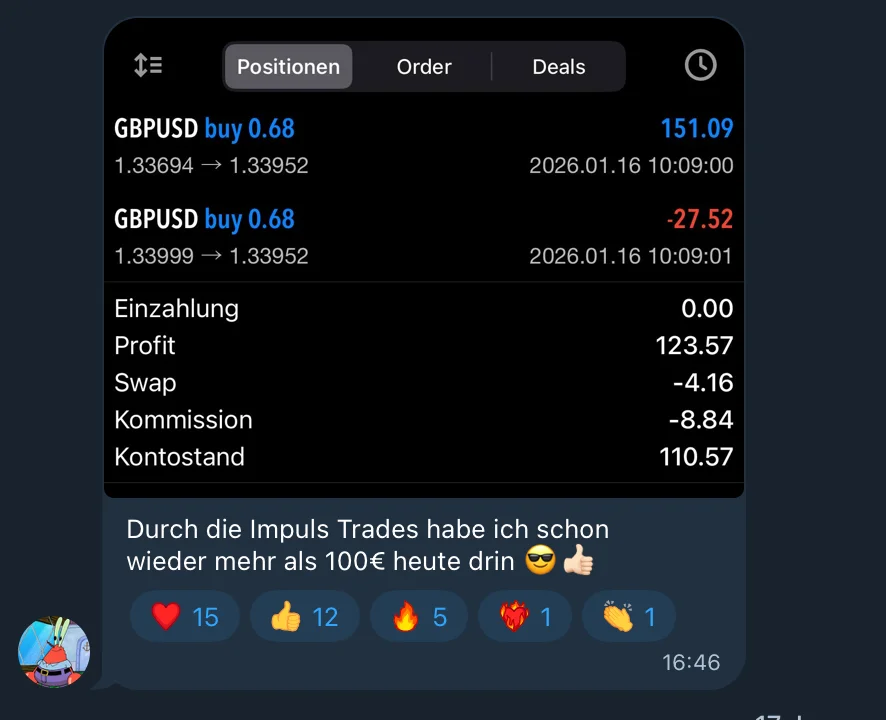 Trading Ergebnis $100+