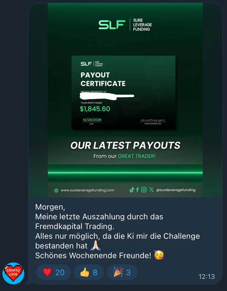 Payout Certificate $1,845